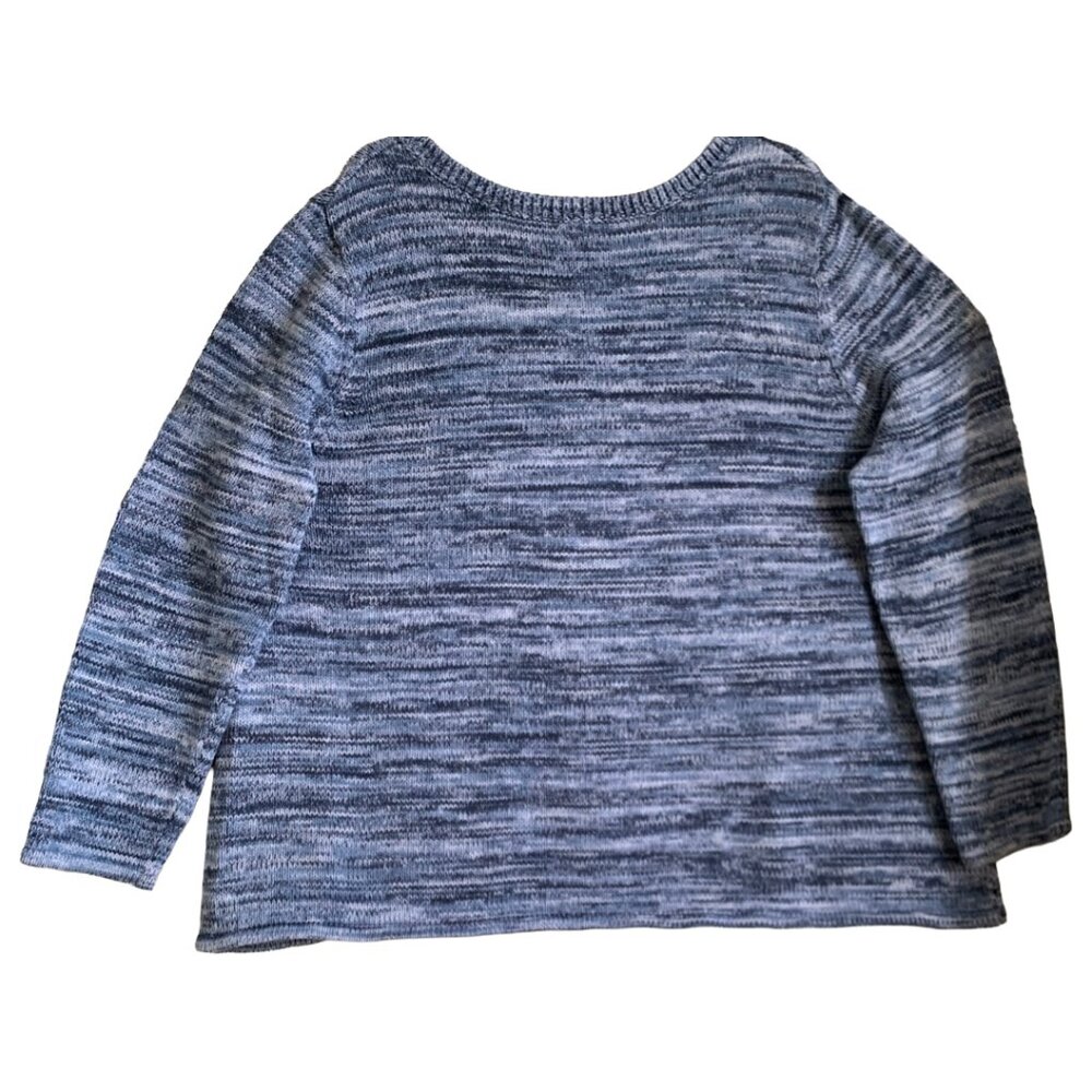 J. JILL Womens' Blue & White Spaced-Dyed Cotton Marled Pullover Sweater Sz L - Picture 4 of 8